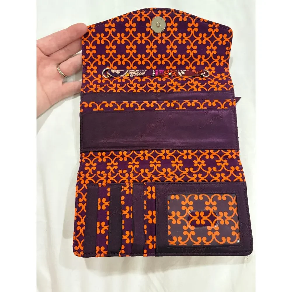 Vera Bradley Safari Sunset purple & orange clutch wallet